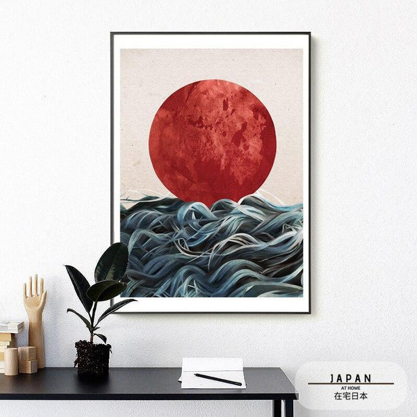 Japanisches Poster - Abstrakte Landschaft „Rising Sun“ 