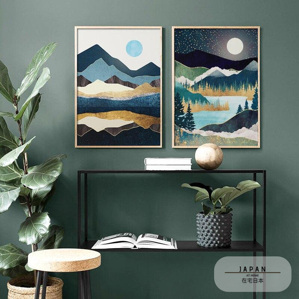 Japanisches Poster, abstrakte Landschaft - „Sonne und Mond“ 