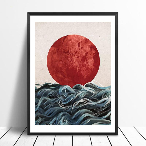 Japanisches Poster - Abstrakte Landschaft „Rising Sun“ 