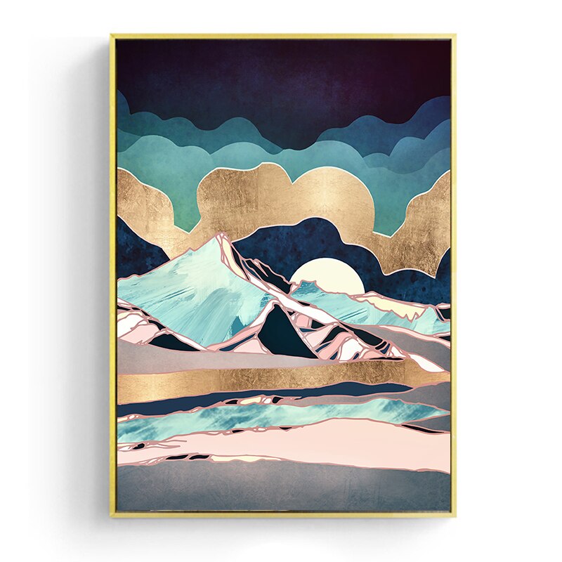 Japanisches Poster, abstrakte Landschaft - „Diamond Mountain“