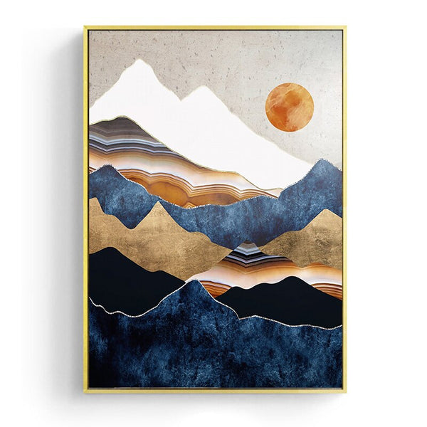 Japanisches Poster, abstrakte Landschaft - „Orange Sun“